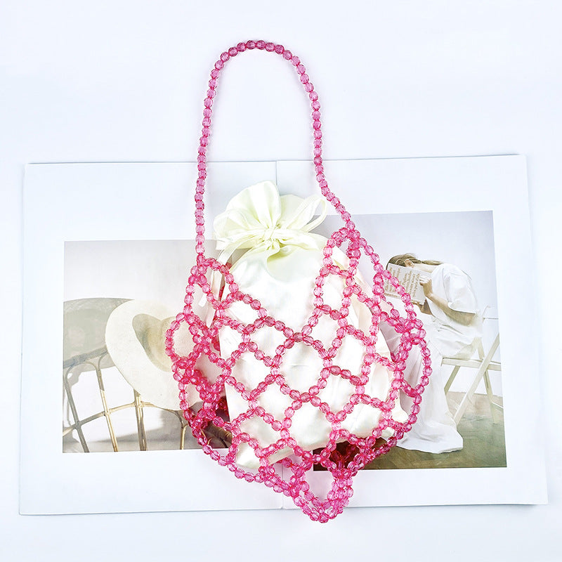 Pink Beads Hollow Out Shoulder Bags DP25C692