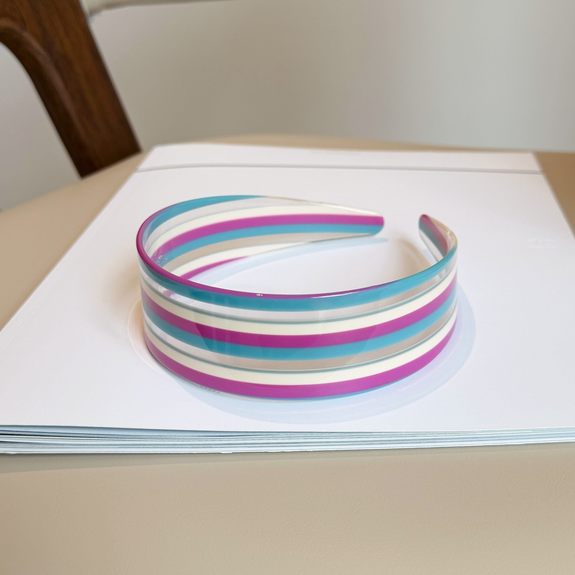 Cute Multi-Color Striped Wide Acetate Headband 6W6HBD276