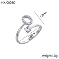 Simple Gold Plated Rhinestone Initial Letter Open Ring 8ZA6JRG152L