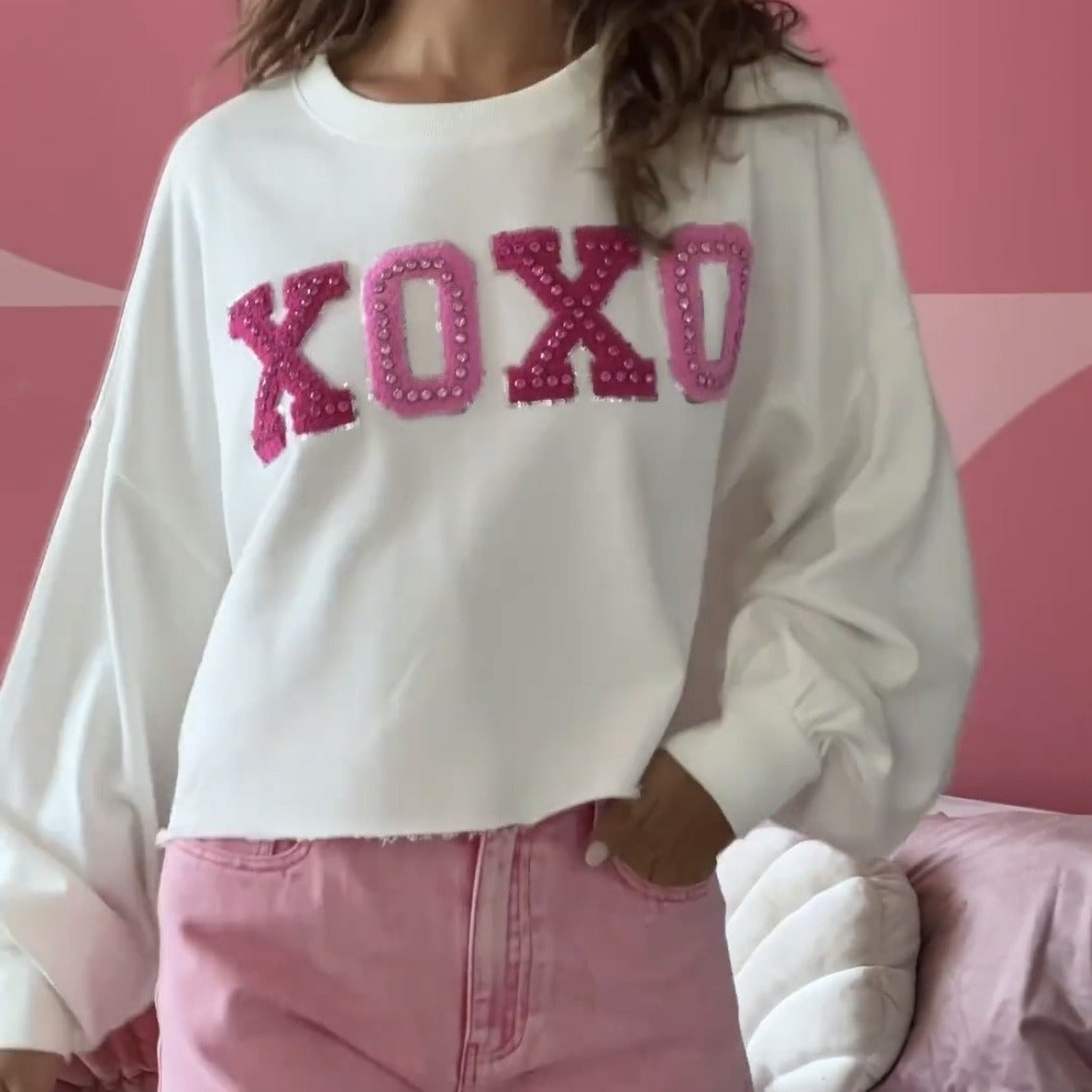 Heart Embroidery Sweatshirt - DippedShop Wholesale - #3715