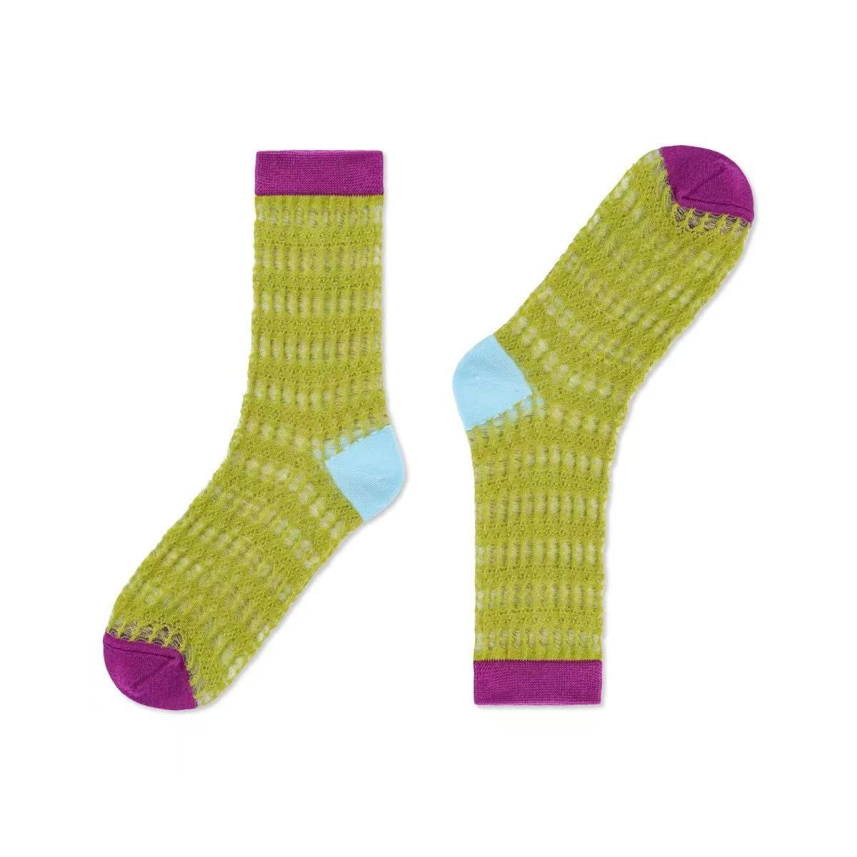 Color Contrast Mesh Socks - DippedShop Wholesale - #2691