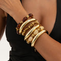 Vintage Irregular Resin Beaded Stretch Bracelet Set 6W6JBR595