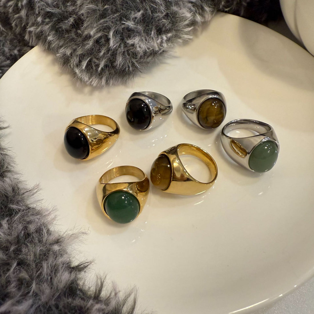 Oval Agate Statement Ring - DippedShop Wholesale - #3763