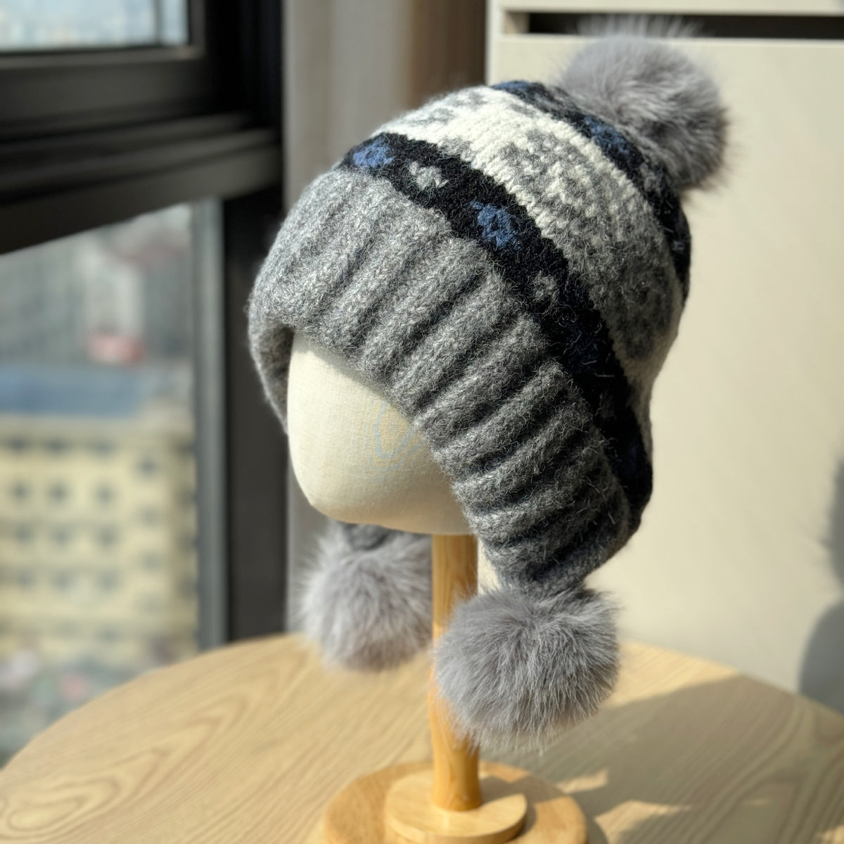 Jacquard Fleece Earflap Beanie - DippedShop Wholesale - #9299