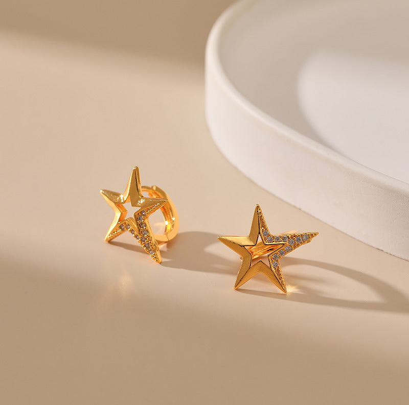 Irregular Five Pointed Star Hoop Earrings DPJE1315