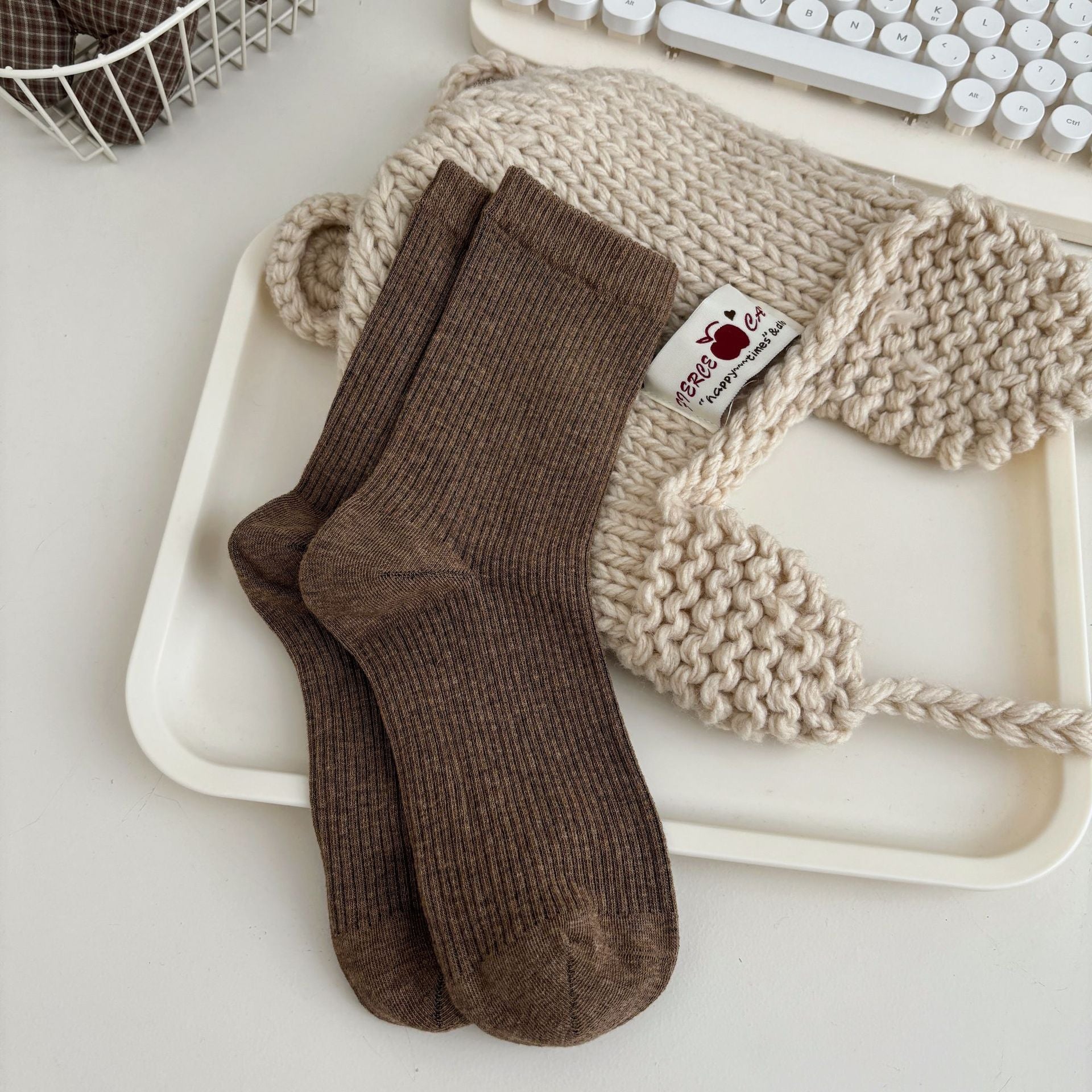 Minimalist Solid Color Cotton Slouch Socks 6W8FSO544