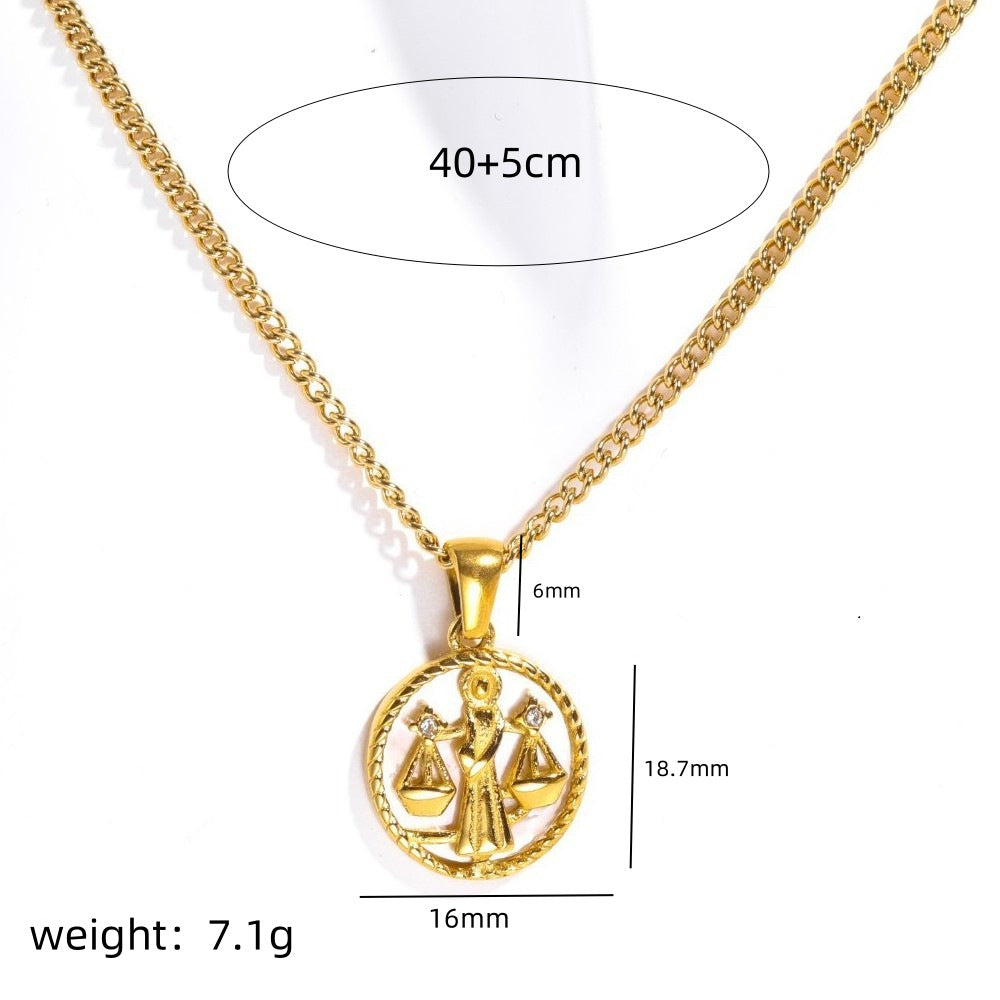 Gold Plated Zodiac Pendant Necklace - DippedShop Wholesale - #7091