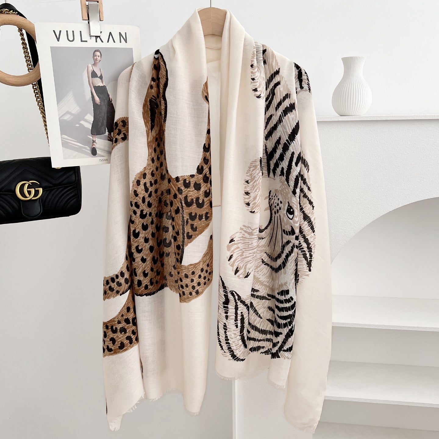 Vintage Leopard Print Long Scarf 6W6NSI195