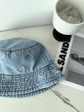 Cute Bowknot Cherry Embroidery Denim Bucket Hat MK2BW6W6HAT70