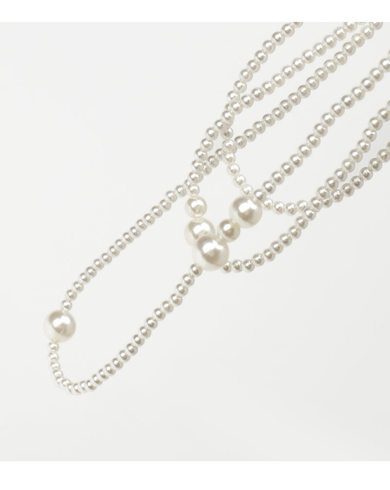 Elegant Layered Pearl Chain Ve - DippedShop Wholesale - #7955