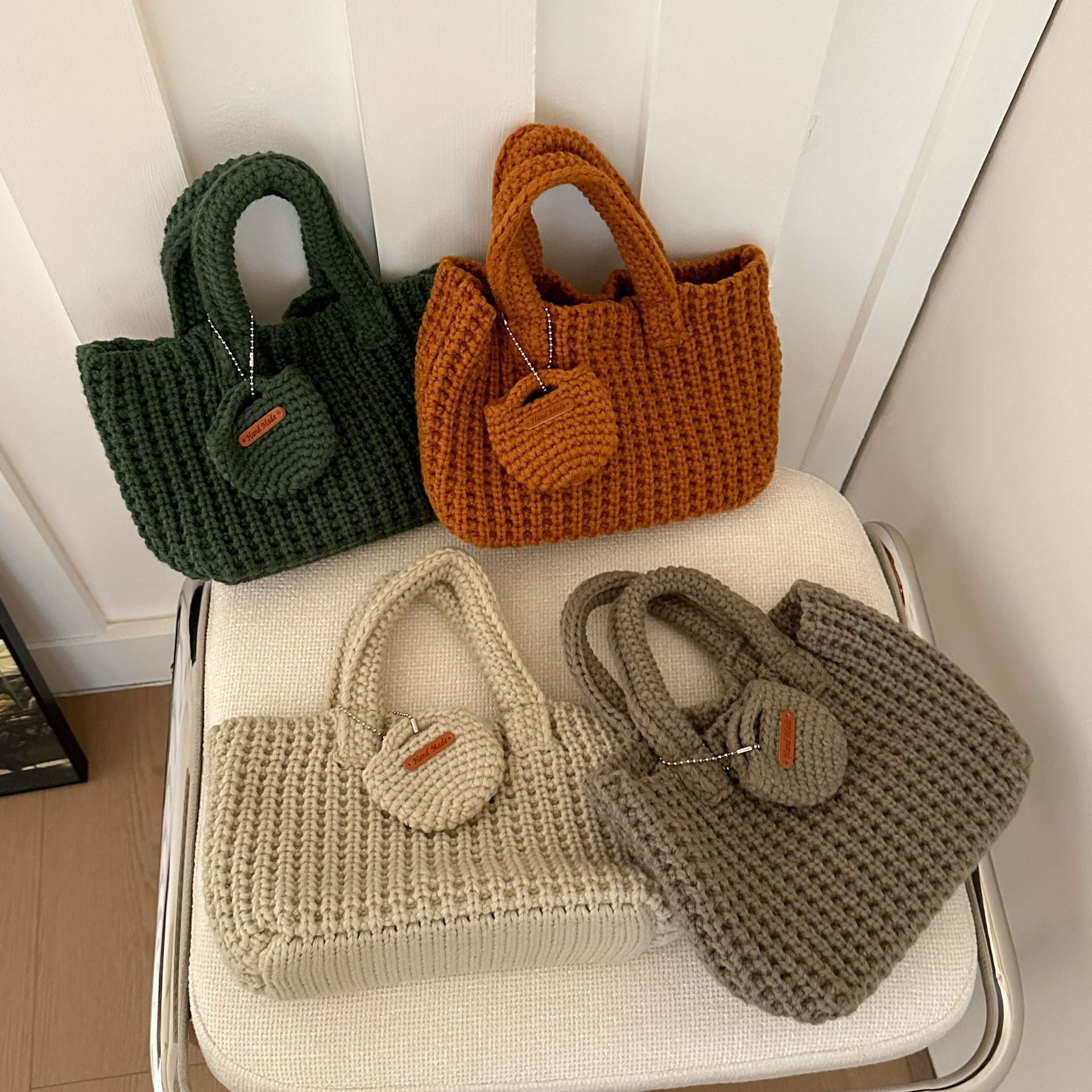 Casual Hand-Crochet Solid Color Handbag 6W10BBG1770