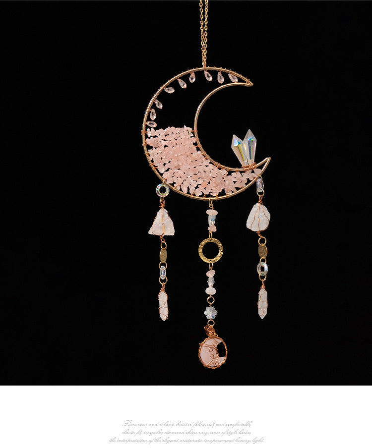 Pink Crystal Moon Suncatcher - DippedShop Wholesale - #6851