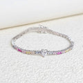 Trendy Heart Colorful Cubic Zirconia Chain Bracelet 6W6JBR383