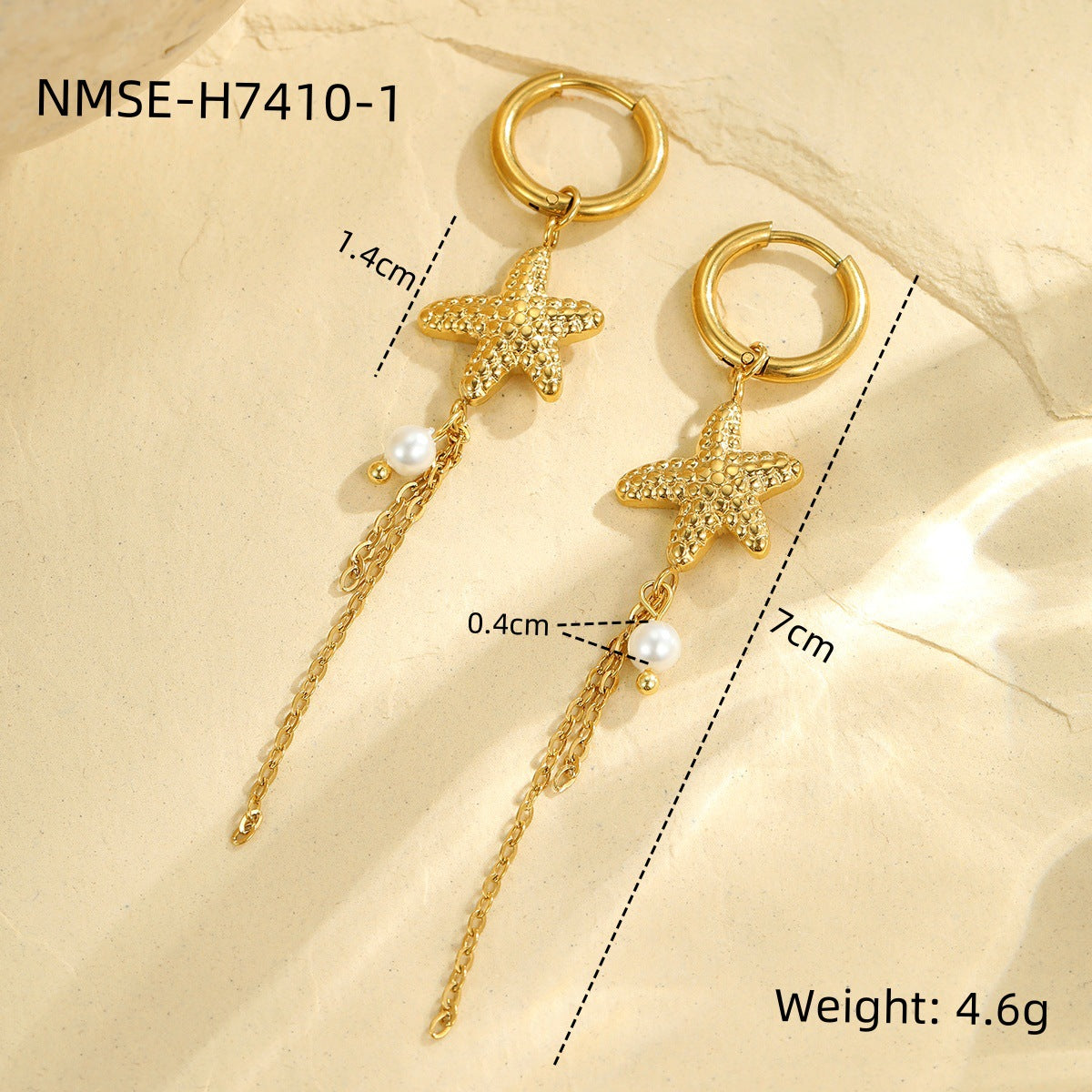 Starfish Shell Hoop Earrings - DippedShop Wholesale - #7235