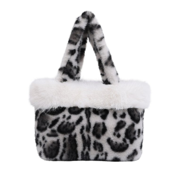 Leopard Print Faux Fur Tote Bag 6W10BBG1881