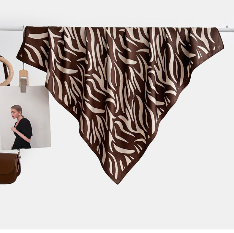 Color Block Print Soft Square Silk Scarf DP25G459