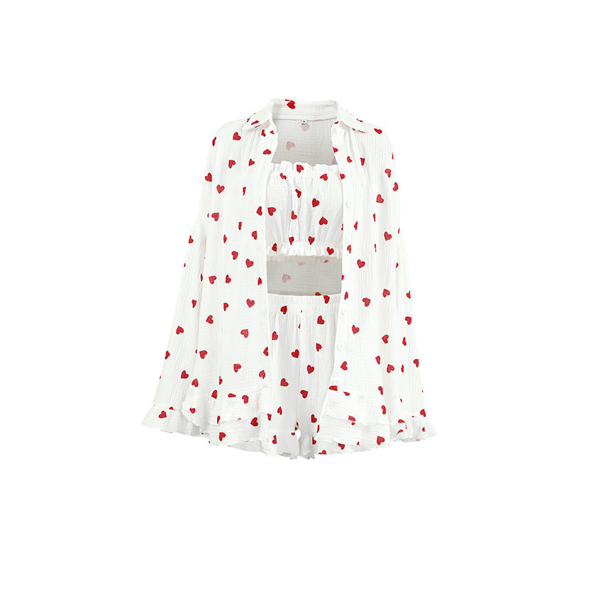 Love Print Flounce Sleepwear Set - DippedShop Wholesale - #7443