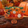 Playful Halloween Pumpkin Spider Beaded Bracelet 6W6JBR450