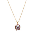 Retro Floral Print Oval Pendant Chain Necklace 6W6JNC412L