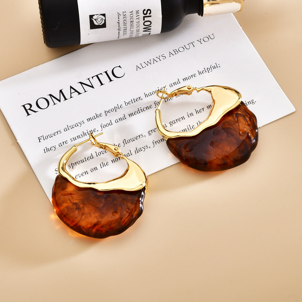 Irregular Resin Hoop Earrings - DippedShop Wholesale - #9507