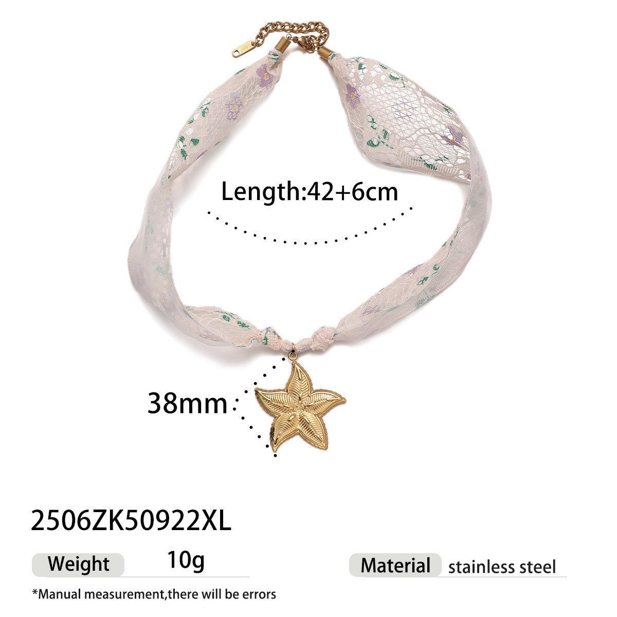 Lace Starfish Pendant Necklace - DippedShop Wholesale - #9731