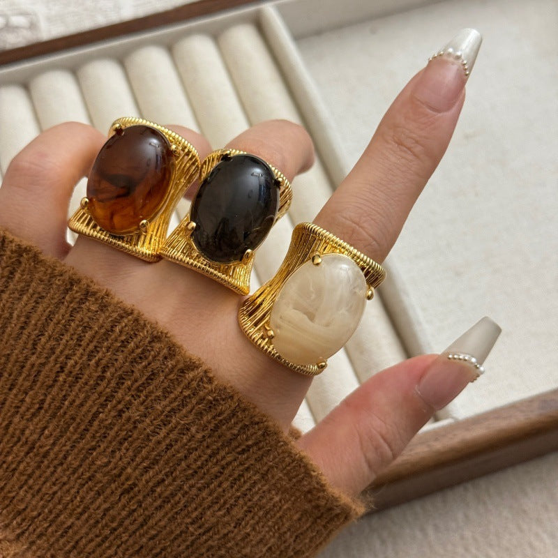 Vintage Stone Open Ring - DippedShop Wholesale - #4979