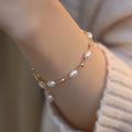 Natural Pearl Gold Plated Chain Bracelets 6W6JBR484