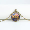 Retro USA Flag Pattern Round Pendant Chain Necklace 8ZA6JNC278T