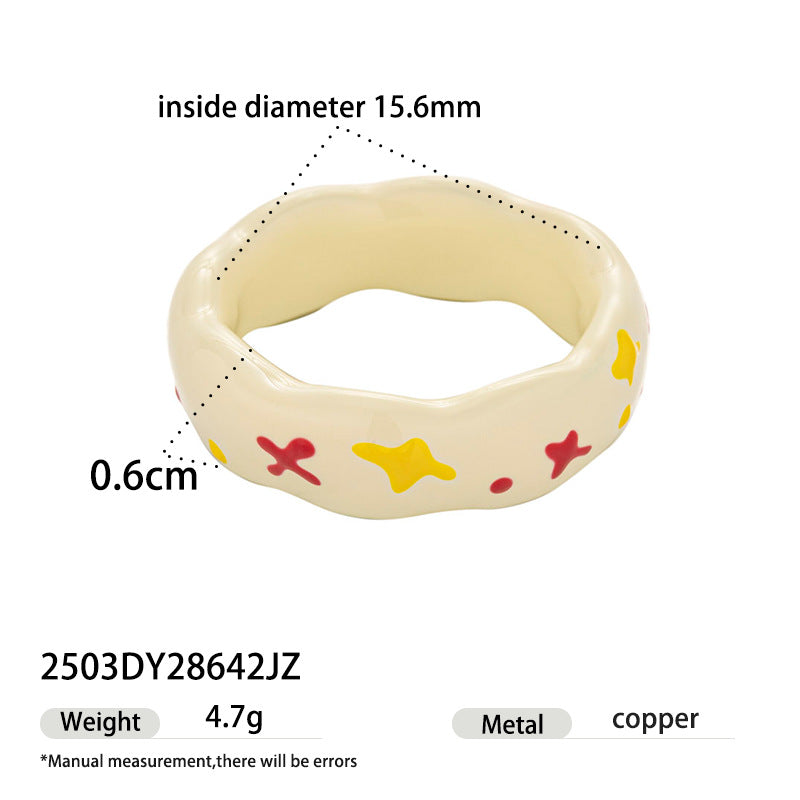 Apple Pattern Enamel Ring - DippedShop Wholesale - #3475