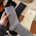 Solid Color Cable Knit Crew Socks 6W8FSO655