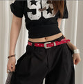 Vintage Chunky Buckle Star Leather Waist Belt 6W6JBT144