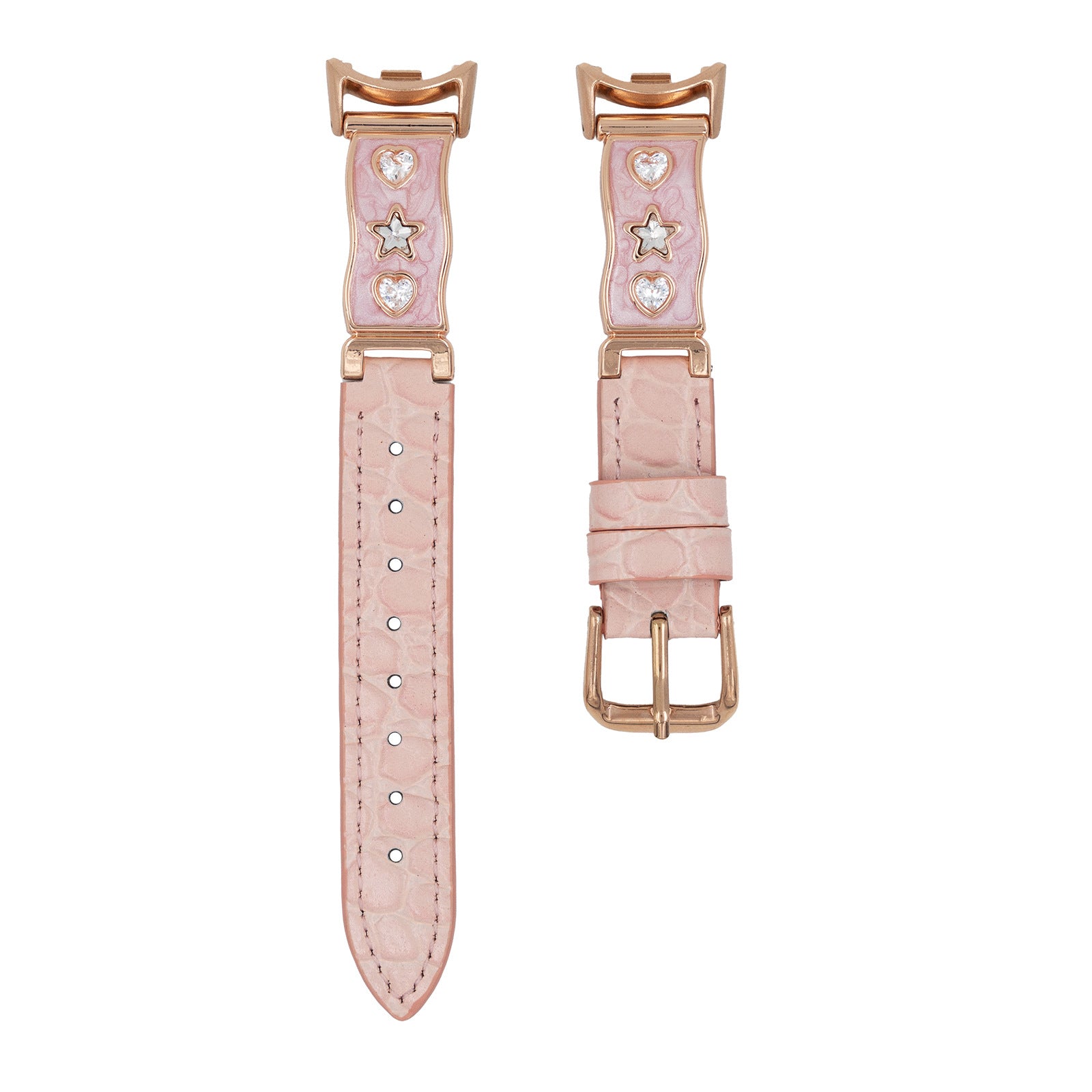 Stylish Heart Star Rhinestones PU Watch Band 6JWA117