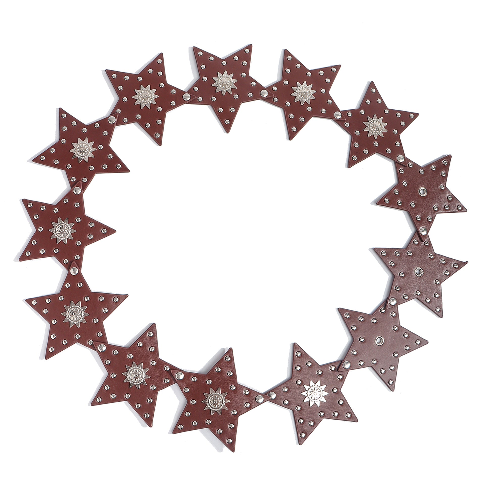 Vintage Studded Rivet Star Wide Leather Belt 6W6JBT133