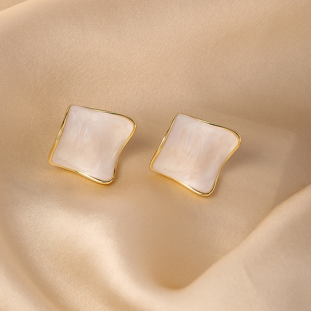 Simple Geometric Irregular Enamel Stud Earrings DP25F792