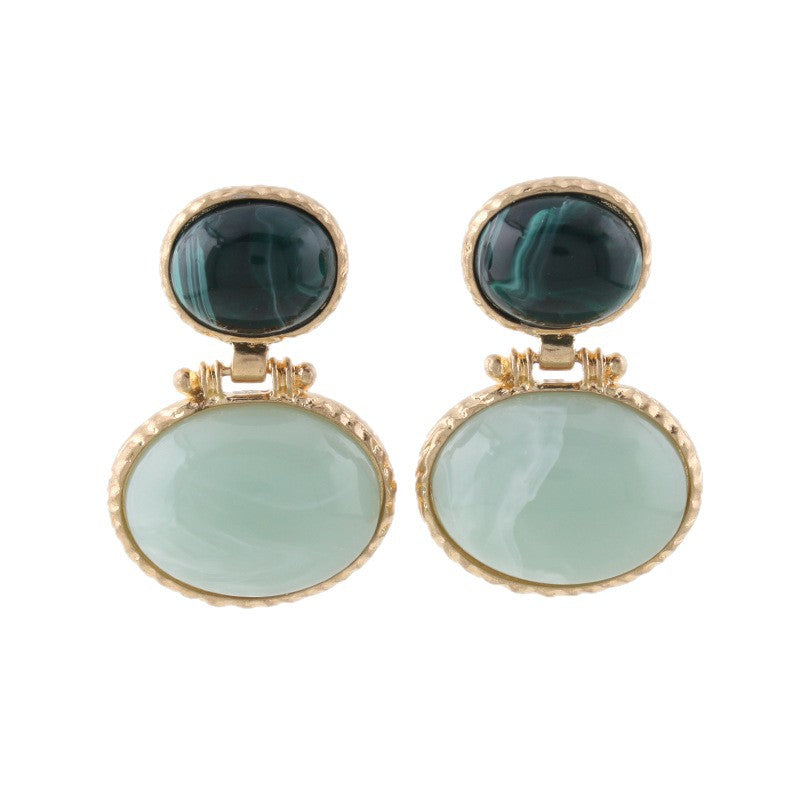 Vintage Emerald Green Oval Dnagle Earrings 6W6JER610
