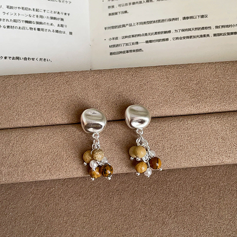 Boho Style Natural Stone Beaded Drop Earrings 6W6JER591