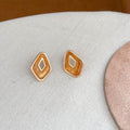 Retro Oval Resin Hollow Out Stud Earrings 6W6JER614