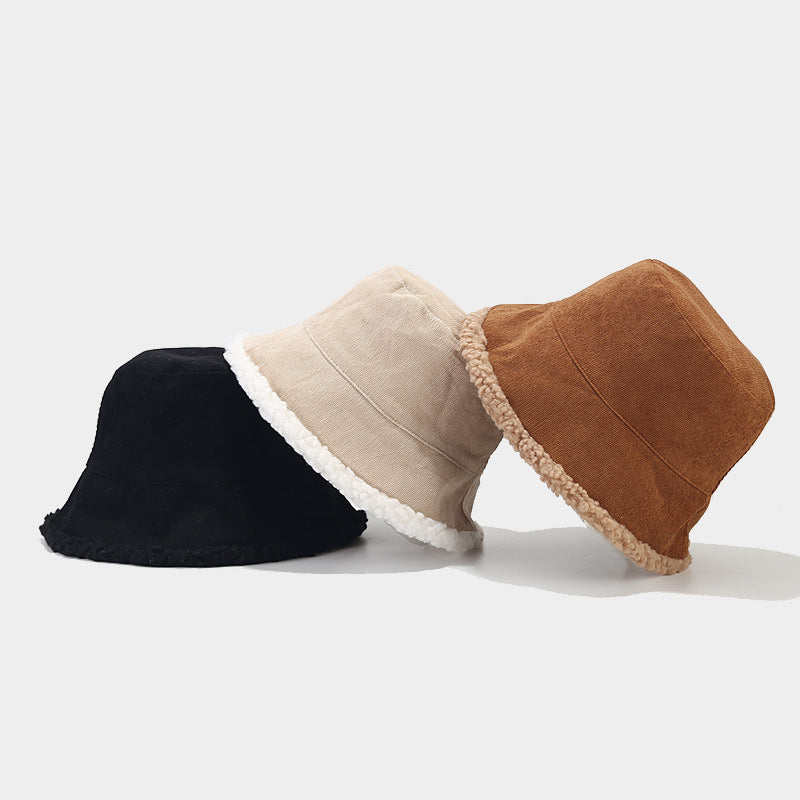 Vintage Corduroy Reversible Warm Bucket Hat DP25F650