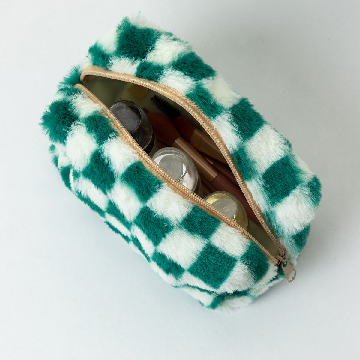 Plush Plaid Cosmetic Bag - DippedShop Wholesale - #4131