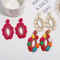 Rhinestone Beaded Floral Dangle Earrings - DippedShop Wholesale - #9395