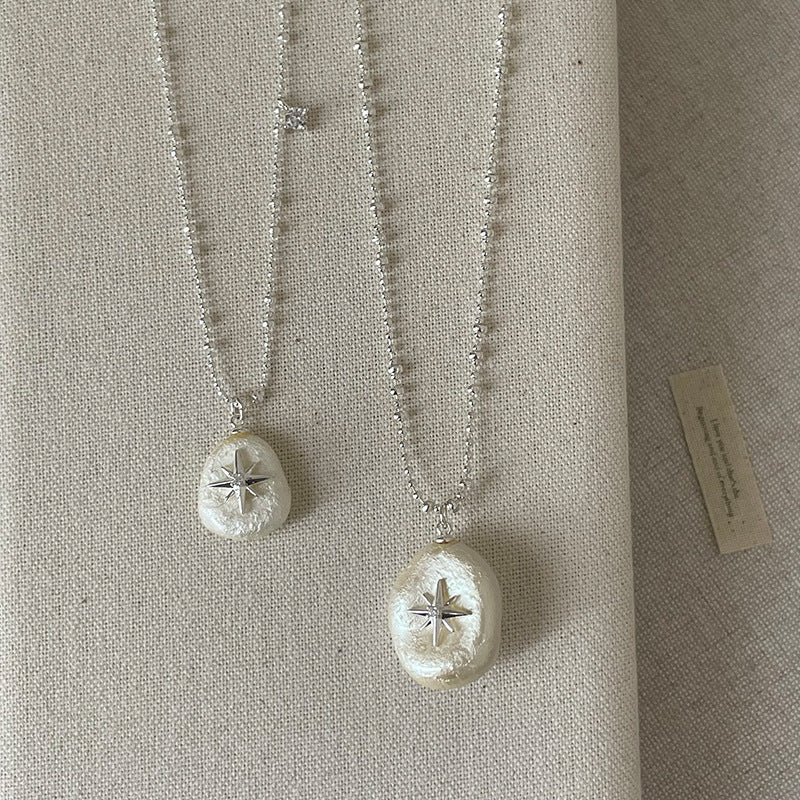 French Style Starburst Pearl Pendant Necklace 6W6JNC437