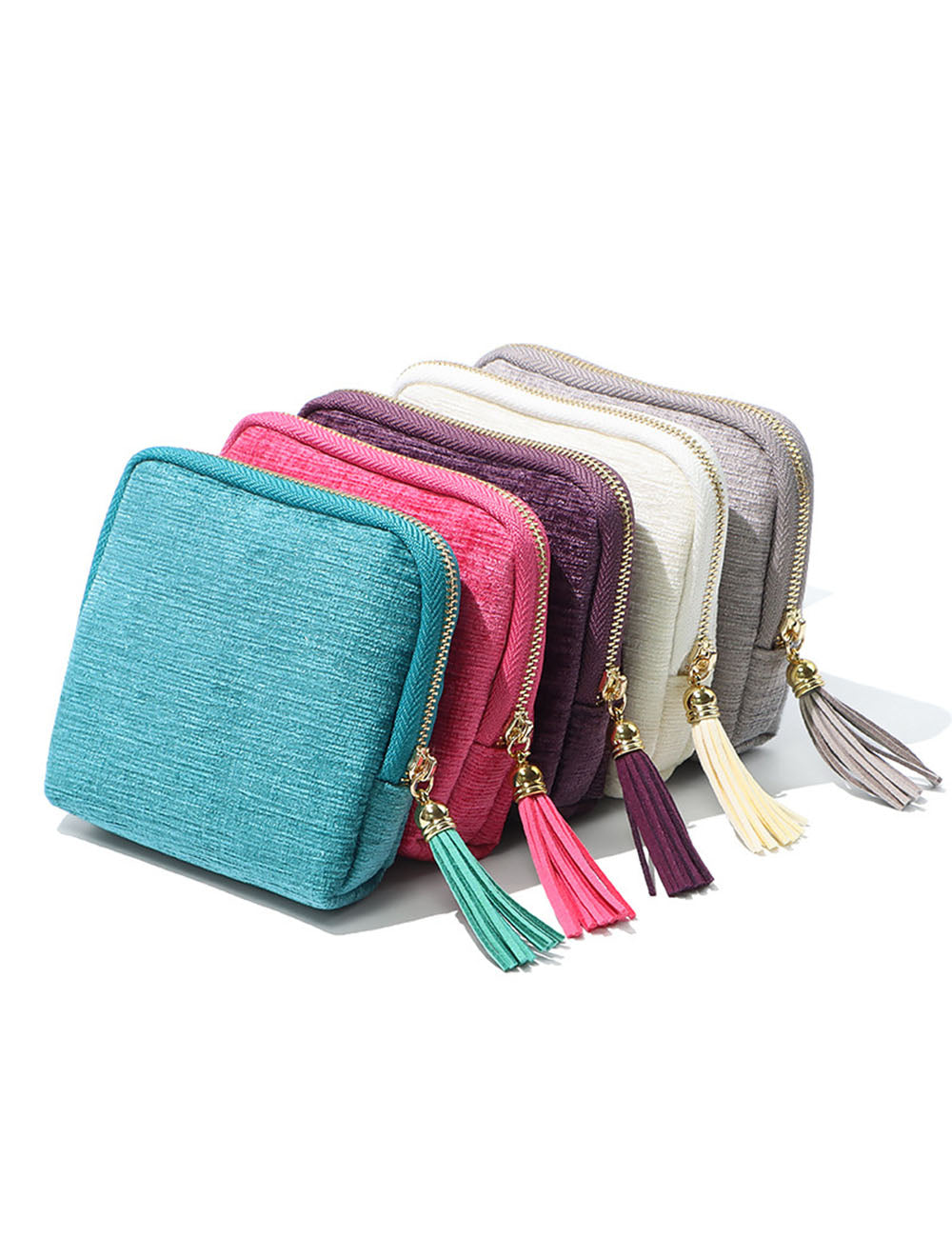 Solid Color Square Shape Tassel Jewelry Organizer Bag 8CW6BOB296L