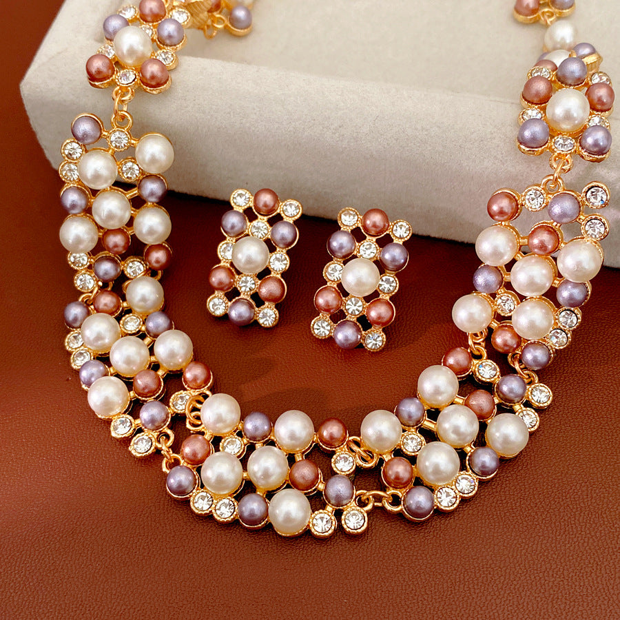 Chic Rhinestone Pearl Hollow Chain Necklace 6W6JNC906