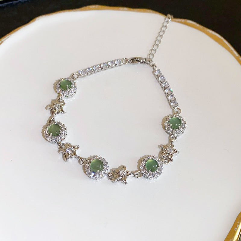 Stylish Gold Plated Square Rhinestones Chain Bracelet 6W6JBR710