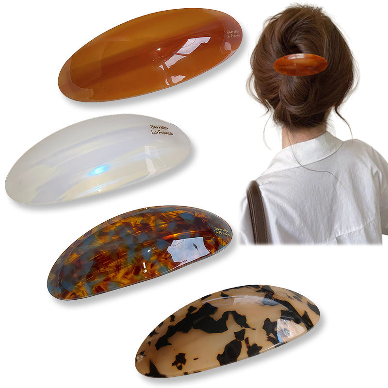 Vintage Tortoise Shell Acetate Oval Hair Barrette 6W6HCP1619