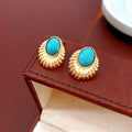 Bohemian Gold Plated Turquoise Stud Earrings 6W6JER712