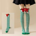 Christmas Bow Pom Pom Thigh High Socks 6W8FSO914