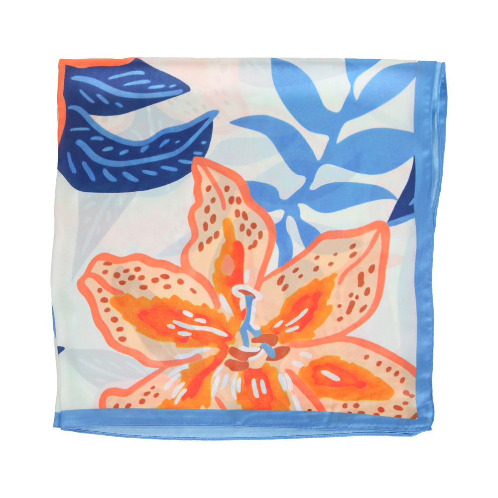 Floral Print Silk Scarf - DippedShop Wholesale - #1763