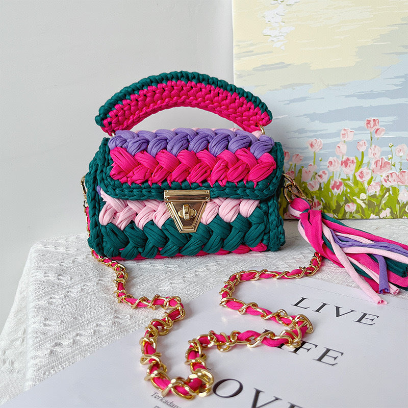 Chunky Crochet Crossbody Bag - DippedShop Wholesale - #3155