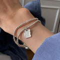 Trendy Double Layered Irregular Beaded Chain Bracelet 6W6JBR345